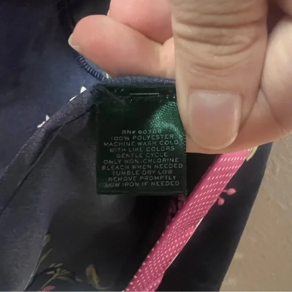 Lauren Ralph Lauren Floral Robe Kimono Navy Blue Floral Pink Size Large No Belt - Picture 8 of 11